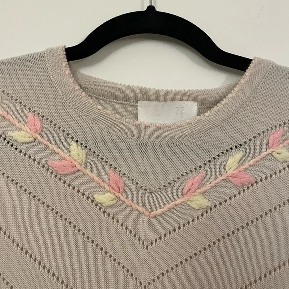Molli Beige Long Sleeve Top with Pink Accents - Picture 4 of 13